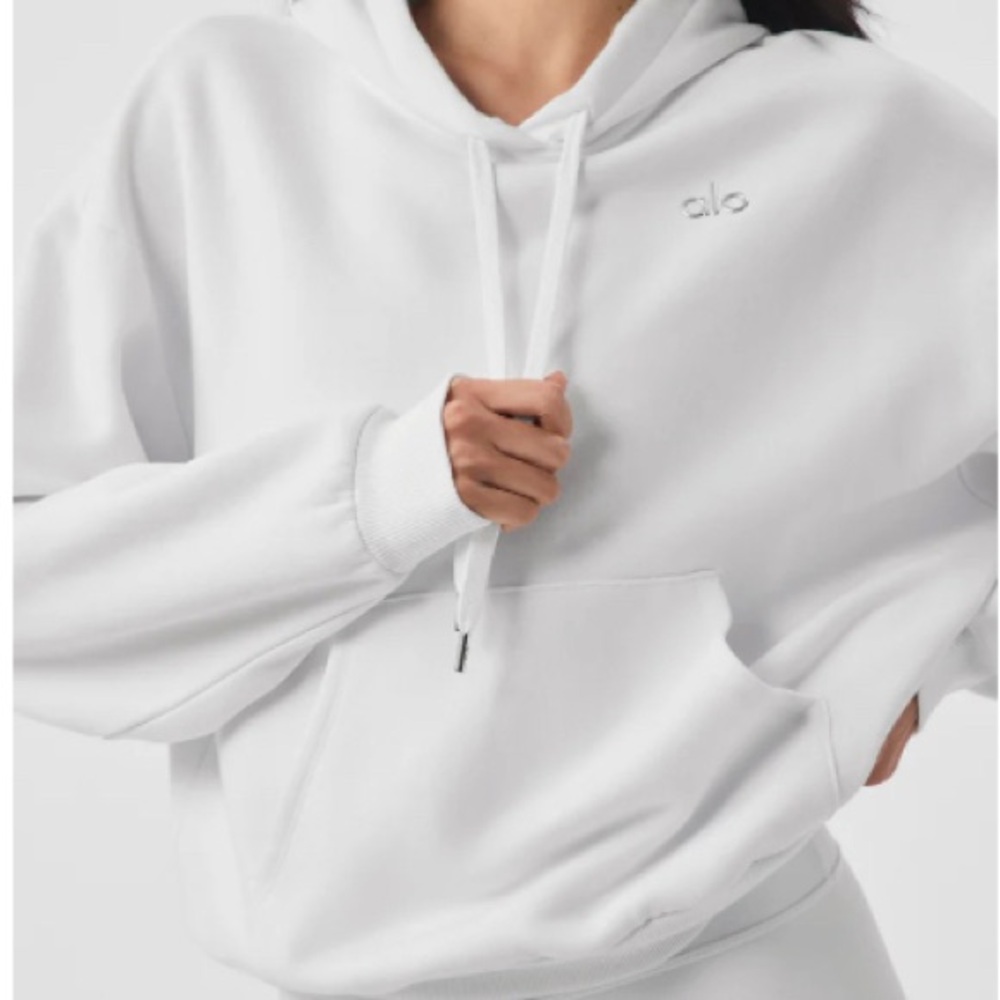 Women's Classic White Hoodie With Logo Print